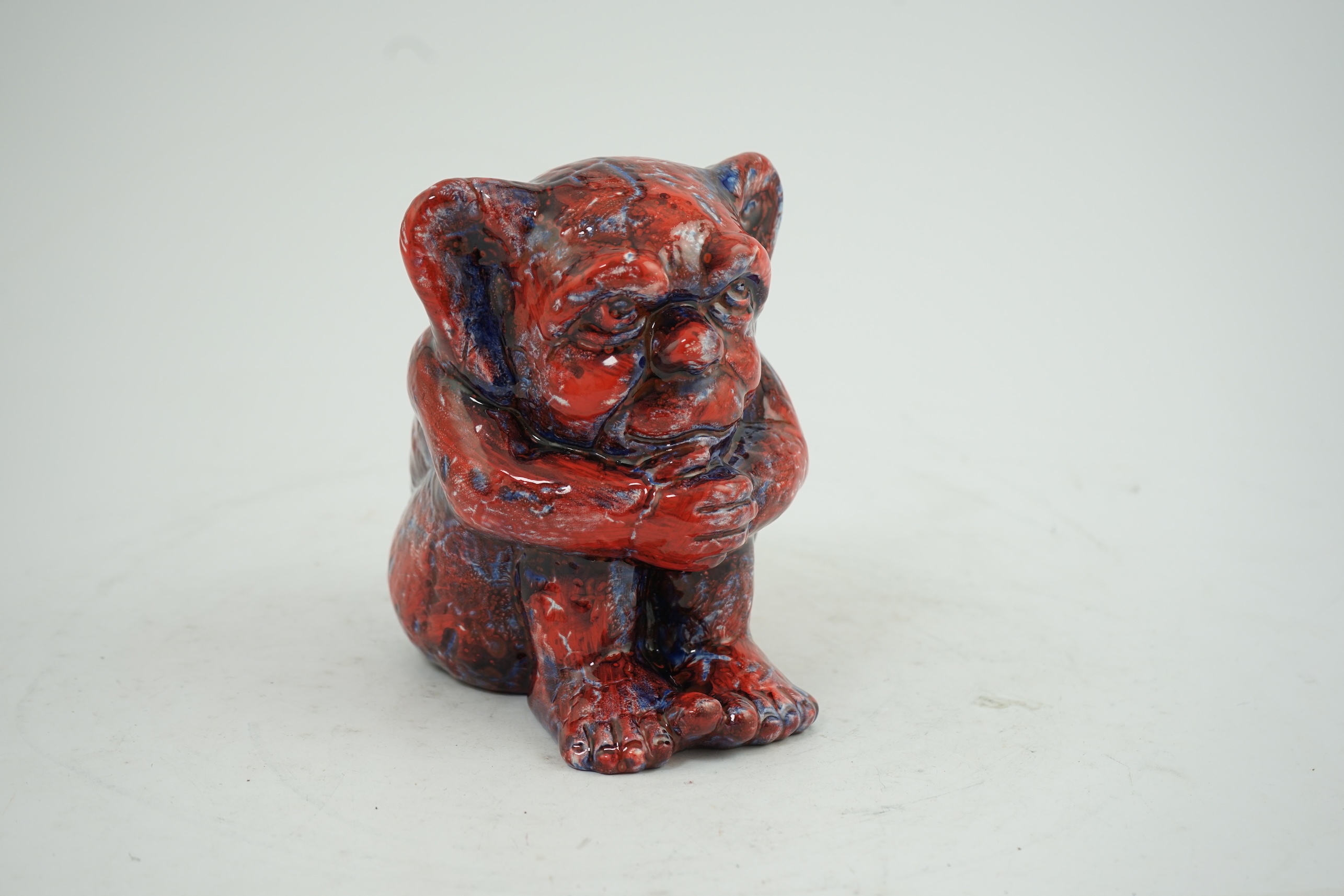 An unusual Royal Doulton Sung-type flambé glazed gremlin figure, early 20th century